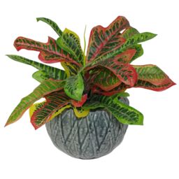 Leaf 40cm Artificial Codiaeum Multicoloured Plant in Orange - thumbnail 2