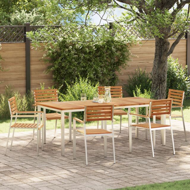Berkfield Home 7 Piece Garden Dining Set Solid Wood Teak in Brown - image 1