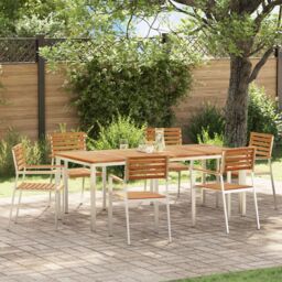 Berkfield Home 7 Piece Garden Dining Set Solid Wood Teak in Brown - thumbnail 1