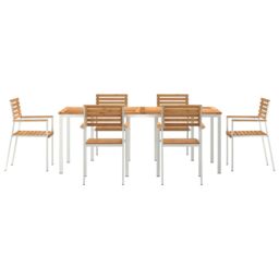 Berkfield Home 7 Piece Garden Dining Set Solid Wood Teak in Brown - thumbnail 7