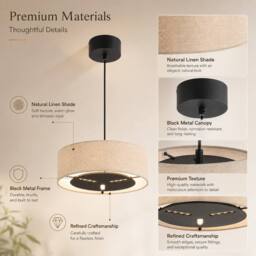 Kairui Lighting Pendant Light Ceiling Light 35cm Warm Light Adjustable Height Remote Control in Black - thumbnail 4