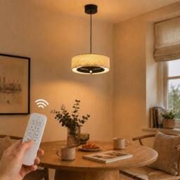 Kairui Lighting Pendant Light Ceiling Light 35cm Warm Light Adjustable Height Remote Control in Black - thumbnail 2