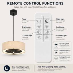 Kairui Lighting Pendant Light Ceiling Light 35cm Warm Light Adjustable Height Remote Control in Black - thumbnail 3