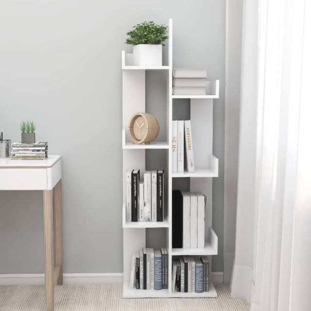 Berkfield Home Compact Book Cabinet White 48x25.5x140 cm Engineered Wood - image 1