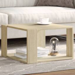 Berkfield Home Decorative Coffee Table Sonoma Oak 51.5x51.5x30 cm Engineered Wood in Light Tan - thumbnail 2