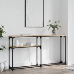 Berkfield Home Console Table Sonoma Oak 145x22.5x75 cm Engineered Wood in Brown - thumbnail 2