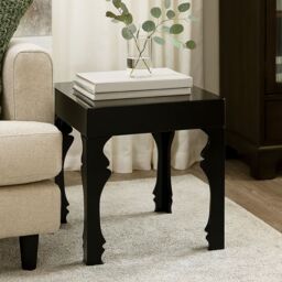 Orsina High Gloss Side Table, Wood Side Table, Wooden Bedside Table, Contemporary Natural Wood Side Table in Black