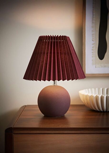 ValueLights Beattie Burgundy Ceramic Table Lamp with Origami Lamp Shade - image 1