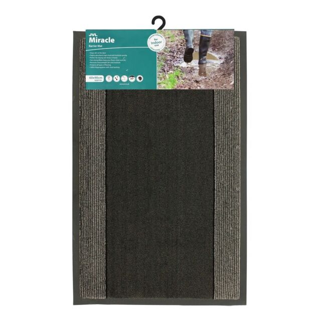 JVL Miracle Machine Washable Barrier Doormat 60x90cm Charcoal in Brown - Size: 60 cm x 90 cm - image 1