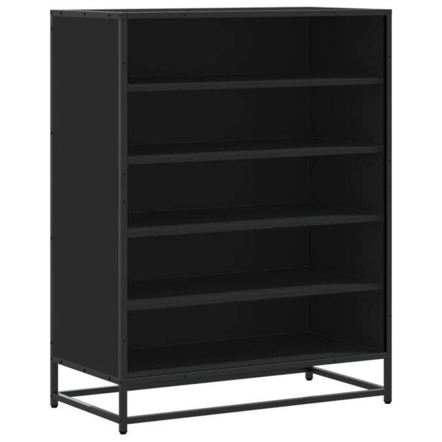 Berkfield Home Shoe Cabinet Black 75x38x97.5 cm Engineered Wood & Metal - image 1
