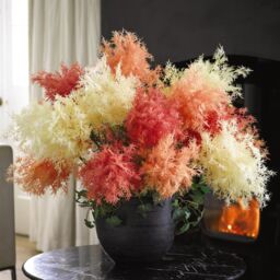 Bloom Artificial Single Tall Ivory Flowering Smoke Bush Spray Stem - Faux Fake Silk Flower Indoor Home Floral Decoration - L86cm in Off-White - thumbnail 5