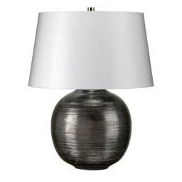 Loops Table Lamp Textured Silver Glaze Silver Fabric Shade Finial Silver LED E27 60W in Metallics - thumbnail 1