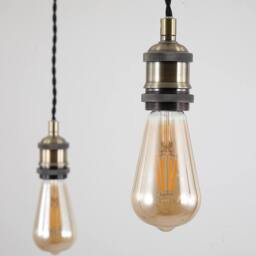 Kairui Lighting Industrial 5-Light Spider Pendant 1.5m Braided Cable Bulbs Included in Black - thumbnail 4