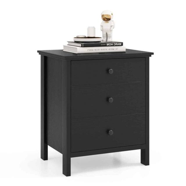 VOGREX Black 3-Tier Wooden Side Cabinet Coffee Telephone Table - image 1