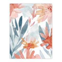 "Artery8 Aster Flower Garden Watercolour Pastels Boho Wall Art Print - Size: W24"" x H32""" - thumbnail 1