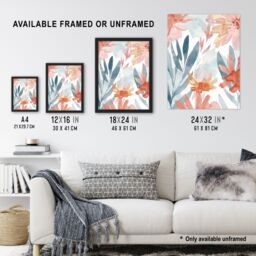 "Artery8 Aster Flower Garden Watercolour Pastels Boho Wall Art Print - Size: W24"" x H32""" - thumbnail 3