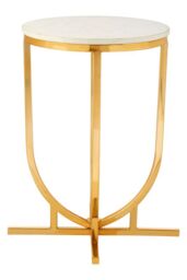 Orsina Curved Base Side Table, Decorative Settee Side Table, Sturdy Gold Finish Bedside Table, Metallic Small Table - thumbnail 3