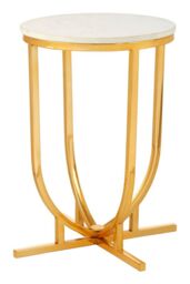 Orsina Curved Base Side Table, Decorative Settee Side Table, Sturdy Gold Finish Bedside Table, Metallic Small Table - thumbnail 2