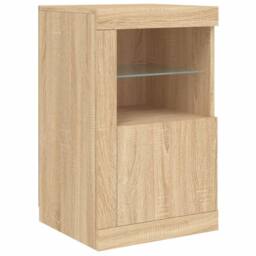Berkfield Home Sideboard with LED Lights Sonoma Oak 123x37x67 cm in Natural - Size: 123 x 37 x 67 cm - thumbnail 9
