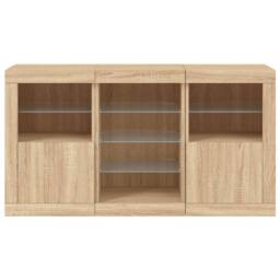 Berkfield Home Sideboard with LED Lights Sonoma Oak 123x37x67 cm in Natural - Size: 123 x 37 x 67 cm - thumbnail 6