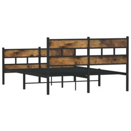 Berkfield Home Metal Bed Frame without Mattress Smoked Oak 135x190 cm Double in Brown - thumbnail 6
