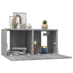 Berkfield Home Hanging TV Cabinet Grey Sonoma 2 pcs 60x30x30 cm Engineered Wood - Size: 60 x 30 x 30 cm - thumbnail 3