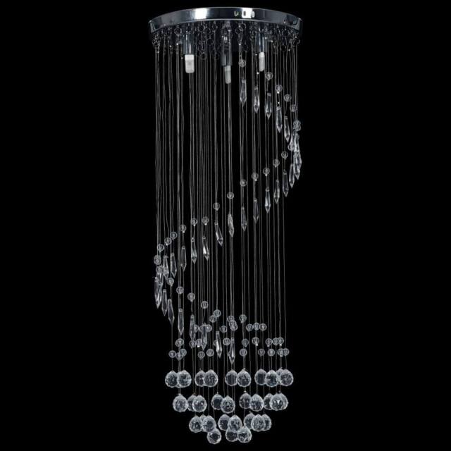 Berkfield Home Beautiful Ceiling Lamp with Crystal Beads Silver Spiral G9 - image 1