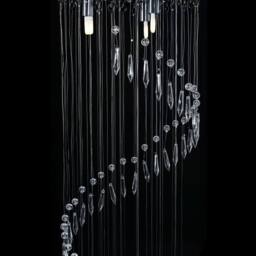 Berkfield Home Beautiful Ceiling Lamp with Crystal Beads Silver Spiral G9 - thumbnail 4