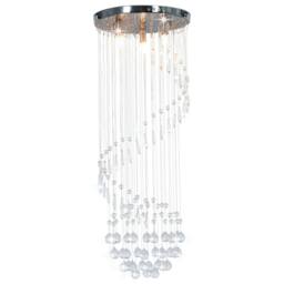 Berkfield Home Beautiful Ceiling Lamp with Crystal Beads Silver Spiral G9 - thumbnail 2