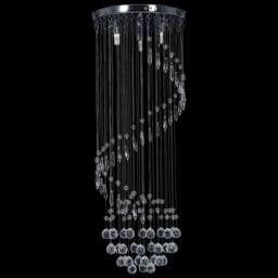 Berkfield Home Beautiful Ceiling Lamp with Crystal Beads Silver Spiral G9 - thumbnail 1