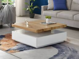 Vente-unique 1 Drawer & Swivelling Tray Coffee Table - MDF - Colour: White & Oak in Light Oak