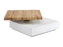Vente-unique 1 Drawer & Swivelling Tray Coffee Table - MDF - Colour: White & Oak in Light Oak - thumbnail 7