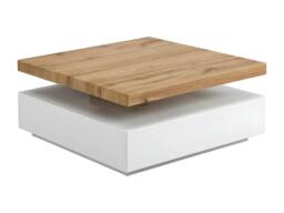 Vente-unique 1 Drawer & Swivelling Tray Coffee Table - MDF - Colour: White & Oak in Light Oak - thumbnail 5