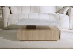 Vente-unique 1 Drawer & Swivelling Tray Coffee Table - MDF - Colour: White & Oak in Light Oak - thumbnail 4