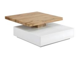 Vente-unique 1 Drawer & Swivelling Tray Coffee Table - MDF - Colour: White & Oak in Light Oak - thumbnail 6