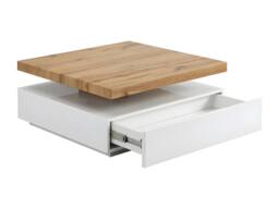 Vente-unique 1 Drawer & Swivelling Tray Coffee Table - MDF - Colour: White & Oak in Light Oak - thumbnail 8