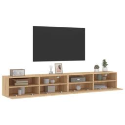 Berkfield Home TV Wall Cabinets 2 pcs Sonoma Oak 100x30x30 cm Engineered Wood in Light Tan - Size: 100 x 30 x 30 cm - thumbnail 5