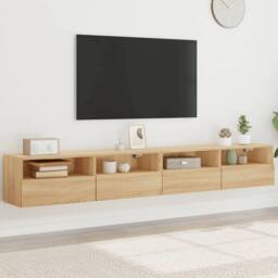 Berkfield Home TV Wall Cabinets 2 pcs Sonoma Oak 100x30x30 cm Engineered Wood in Light Tan - Size: 100 x 30 x 30 cm - thumbnail 2