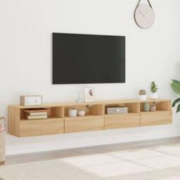 Berkfield Home TV Wall Cabinets 2 pcs Sonoma Oak 100x30x30 cm Engineered Wood in Light Tan - Size: 100 x 30 x 30 cm - thumbnail 3