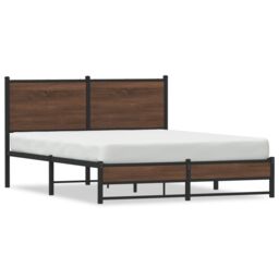 Berkfield Home Metal Bed Frame without Mattress Brown Oak 140x200 cm - thumbnail 2
