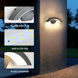 COMELY Outdoor Wall Lights, 24W Waterproof IP65 Black Wall Lights, 3000K - thumbnail 9