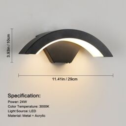 COMELY Outdoor Wall Lights, 24W Waterproof IP65 Black Wall Lights, 3000K - thumbnail 5