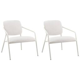 Wyld and Coco Set of 2 Off-White Fabric Armchairs with Metal Legs in White - thumbnail 4