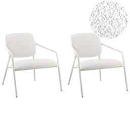 Wyld and Coco Set of 2 Off-White Fabric Armchairs with Metal Legs in White - thumbnail 2