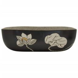 Berkfield Home Countertop Basin Grey & Black Rectangular 48x37.5x13.5 cm Ceramic - thumbnail 3