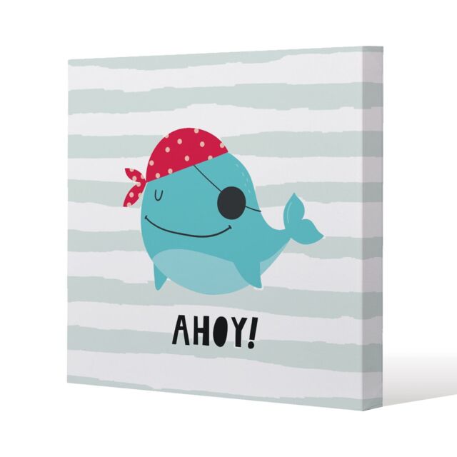 Benjamin Tate Design Ahoy Whale (Canvas Print) / 114 x 114 x 4cm in Natural - Size: 114 x 114 x 4 cm - image 1