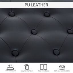KORVIXA Faux Leather Piano Stool Black with Storage - Size: 0.6m2 - thumbnail 5