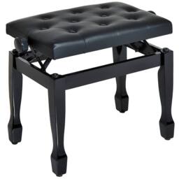 KORVIXA Faux Leather Piano Stool Black with Storage - Size: 0.6m2 - thumbnail 4