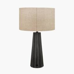 Ruma Mango Wood Textured Cone Table Lamp in Black - thumbnail 3