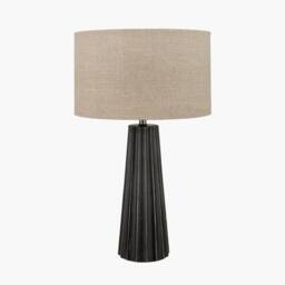 Ruma Mango Wood Textured Cone Table Lamp in Black - thumbnail 2